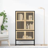 Hoge kast 70x35x125 cm bewerkt hout zwart