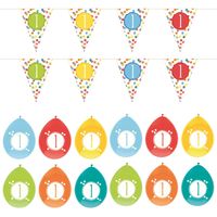 Leeftijd verjaardag 1 jaar geworden feestpakket vlaggetjes/ballonnen - Feestpakketten
