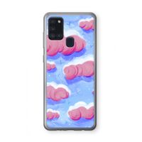 Roze wolken met vogels: Samsung Galaxy A21s Transparant Hoesje