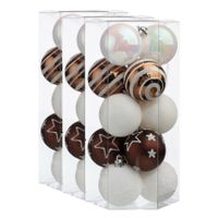 45x stuks kerstballen mix wit/bruin gedecoreerd kunststof 5 cm