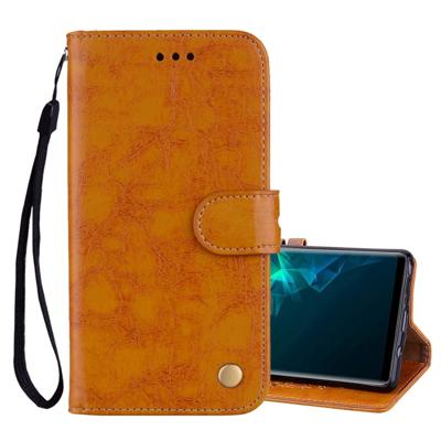 Business stijl olie Wax textuur horizontale Flip leergeval met houder & kaartsleuven & portemonnee voor Galaxy Note9 (bruin)