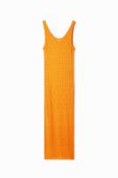 Opengewerkte midi-jurk schouderbandjes - ORANGE - L