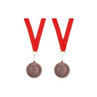 8x stuks bronzen medaille derde prijs aan rood lint