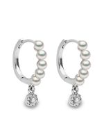 Yoko London boucles d'oreilles Eclipse en or blanc 18ct serties de perles d'Akoya et de diamants - Argent