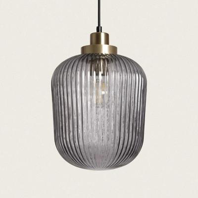 Hanglamp smokeglas metaal goud E27 &apos;Vester&apos; Retro