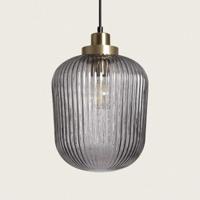 Hanglamp smokeglas metaal goud E27 &apos;Vester&apos; Retro