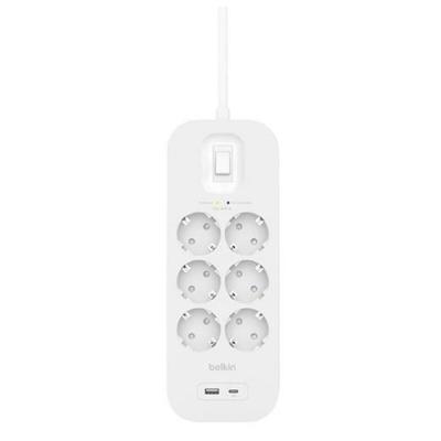 Stopcontactenstrip 6 Tomas met Interruptor Belkin Connect SRB002VF2M Wit