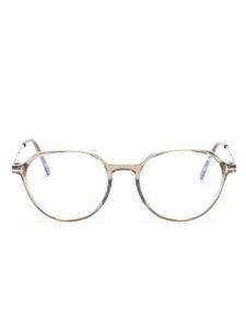 TOM FORD Eyewear lunettes de vue rondes à logo T - Marron