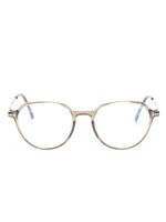 TOM FORD Eyewear lunettes de vue rondes à logo T - Marron