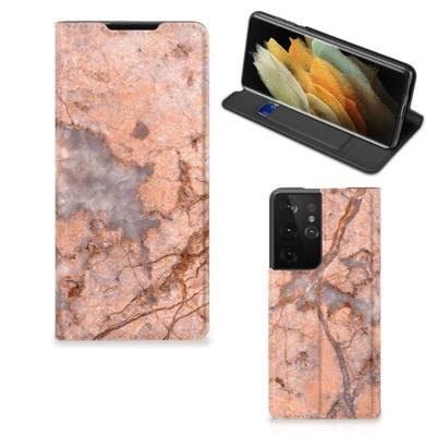 Samsung Galaxy S21 Ultra | Standcase | Marmer Oranje