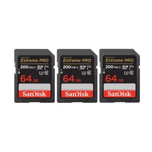 SanDisk 64GB SDXC Extreme Pro UHS-I U3 V30 200MB/s geheugenkaart - Rescue Pro DL 2Y - 3-pack