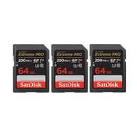 SanDisk 64GB SDXC Extreme Pro UHS-I U3 V30 200MB/s geheugenkaart - Rescue Pro DL 2Y - 3-pack