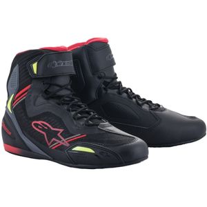 ALPINESTARS Faster-3 Rideknit, Motorschoenen, Zwart-Rood-Geel Fluo