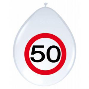 Ballonnen 50 jaar - 8x - 30 cm - verkeersbord - versiering Sarah/Abraham