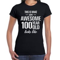 Awesome 100 year / 100 jaar cadeau t-shirt zwart dames