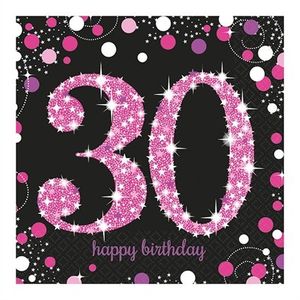 Servetten 30 jaar Sparkling Pink