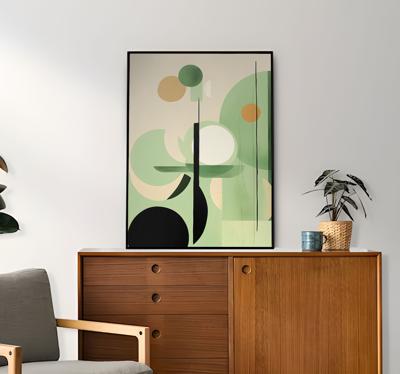 Groene figuren poster abstract