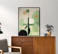 Groene figuren poster abstract