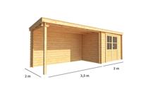 Blokhut met overkapping Els 650 cm bij 200 cm diep Lessenaarsdak - Warentuin collection