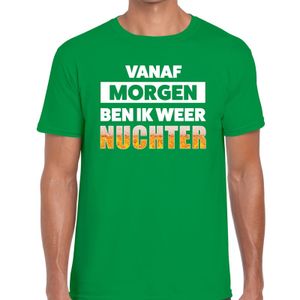 Vanaf morgen ben ik weer nuchter tekst t-shirt groen heren