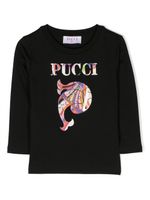 PUCCI Junior t-shirt manches longues à logo imprimé - Noir - thumbnail