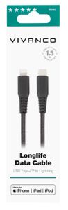 Vivanco USB-kabel Apple Lightning stekker, USB-C stekker 1.50 m Zwart 61692