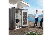 Biohort Metalen Tuinkast 150 - Dubbele deur - Kwartsgrijs - 155x83x182,5 cm- Plat dak- Metaal- Biohort