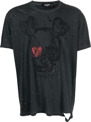DSQUARED2 t-shirt effet-usé en coton à imprimé graphique - Gris