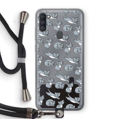 Poezen: Samsung Galaxy A11 Transparant Hoesje met koord