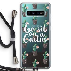 Cactus quote: Samsung Galaxy S10 Plus Transparant Hoesje met koord