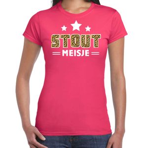 Verkleed t-shirt voor dames - Stout meisje - roze - carnaval/themafeest