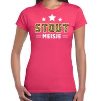 Verkleed t-shirt voor dames - Stout meisje - roze - carnaval/themafeest - thumbnail