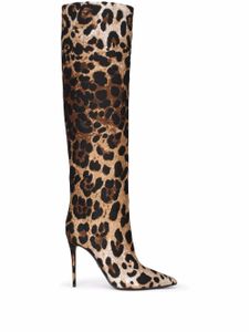 Dolce & Gabbana bottes à imprimé léopard - Marron