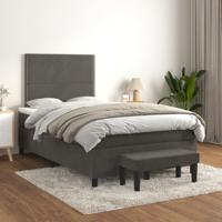 Boxspring met matras fluweel donkergrijs 120x200 cm