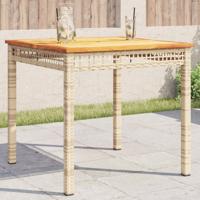 Tuintafel 80x80x75 cm poly rattan en acaciahout beige Tuintafel 80x80x75 cm poly rattan en acaciahout beige
