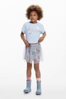 Cropped T-shirt met glanzend logo en konijnen - GREEN - 13/14