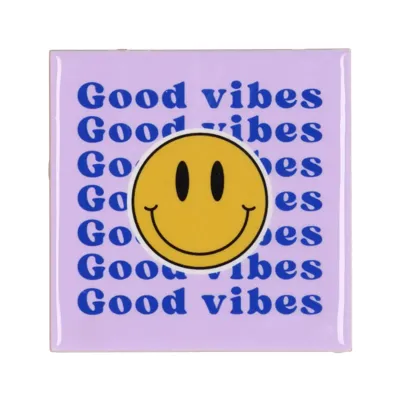 Tegeltje Smiley Good Vibes 10X10X1CM