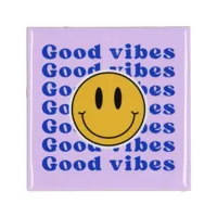 Tegeltje Smiley Good Vibes 10X10X1CM