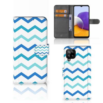 Samsung Galaxy A22 4G | M22 | Telefoon Hoesje | Zigzag Blauw