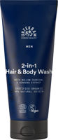 Urtekram Men 2-in-1 Hair & Body Wash With Willow Charcoal & Ginseng