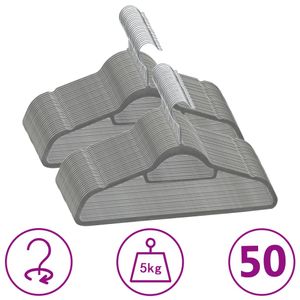 VidaXL 50-delige Kledinghangerset anti-slip fluweel grijs