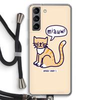 Miauw: Samsung Galaxy S21 Transparant Hoesje met koord