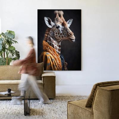 Urban Cotton Wandkleed 'Giraffe' 145 x 190cm in Frame - black