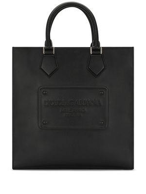 Dolce & Gabbana sac cabas en cuir à logo embossé - Noir
