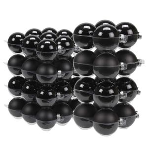 52x stuks glazen kerstballen zwart 6 en 8 cm mat/glans