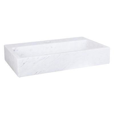Differnz Flat Fontein 38x24x8cm 1 kraangat recht mat Rechthoek Marmer Wit 38.005.40