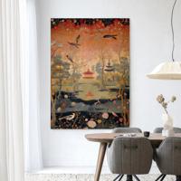 Urban Cotton Wandkleed 'Oriental Night' 145 x 190cm in Frame - black