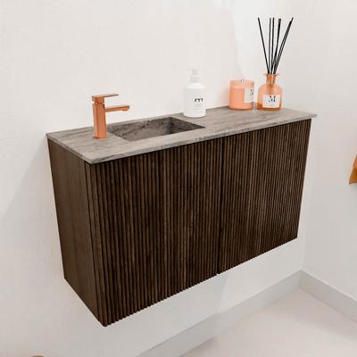 Toiletmeubel Mondiaz Joya Dlux | 70 cm | Meubelkleur Walnut | Faye wastafel Oza Wasbak Links | 1 kraangat