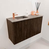 Toiletmeubel Mondiaz Joya Dlux | 70 cm | Meubelkleur Walnut | Faye wastafel Oza Wasbak Links | 1 kraangat