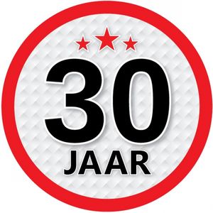 30 jaar leeftijd sticker rond 15 cm verjaardag versiering